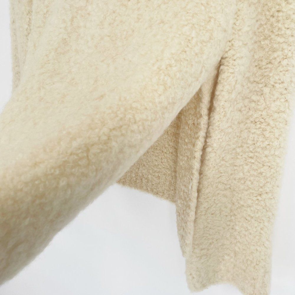 COS Fuzzy Crew Neck Sweater Wide Sleeve Side Slit Ivory Women's S - Picture 6 of 6